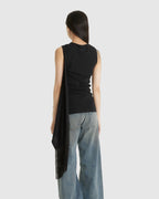 Fringed Scarf Top Black