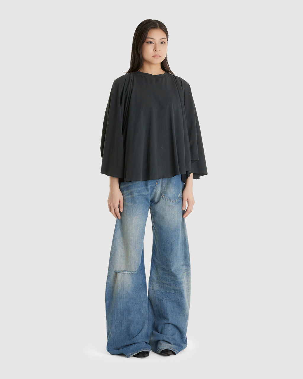 Black Flare Sleeve Top