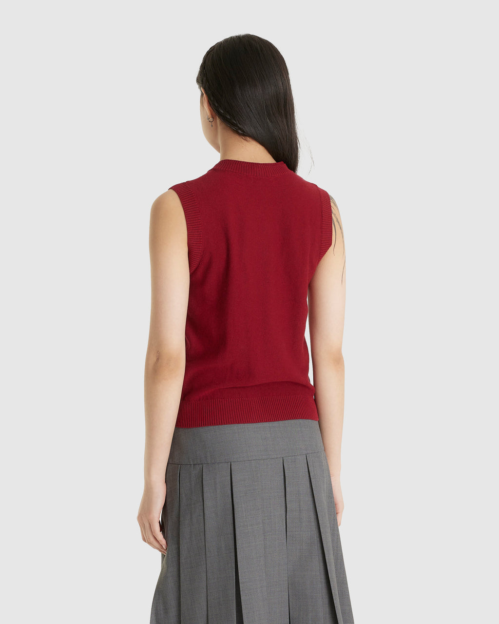 Ribbon Stitch Sleeveless Knit Cardigan