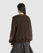 Sheer Round Cardigan Dark Brown