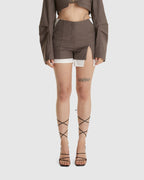 Slit Shorts Ash Brown