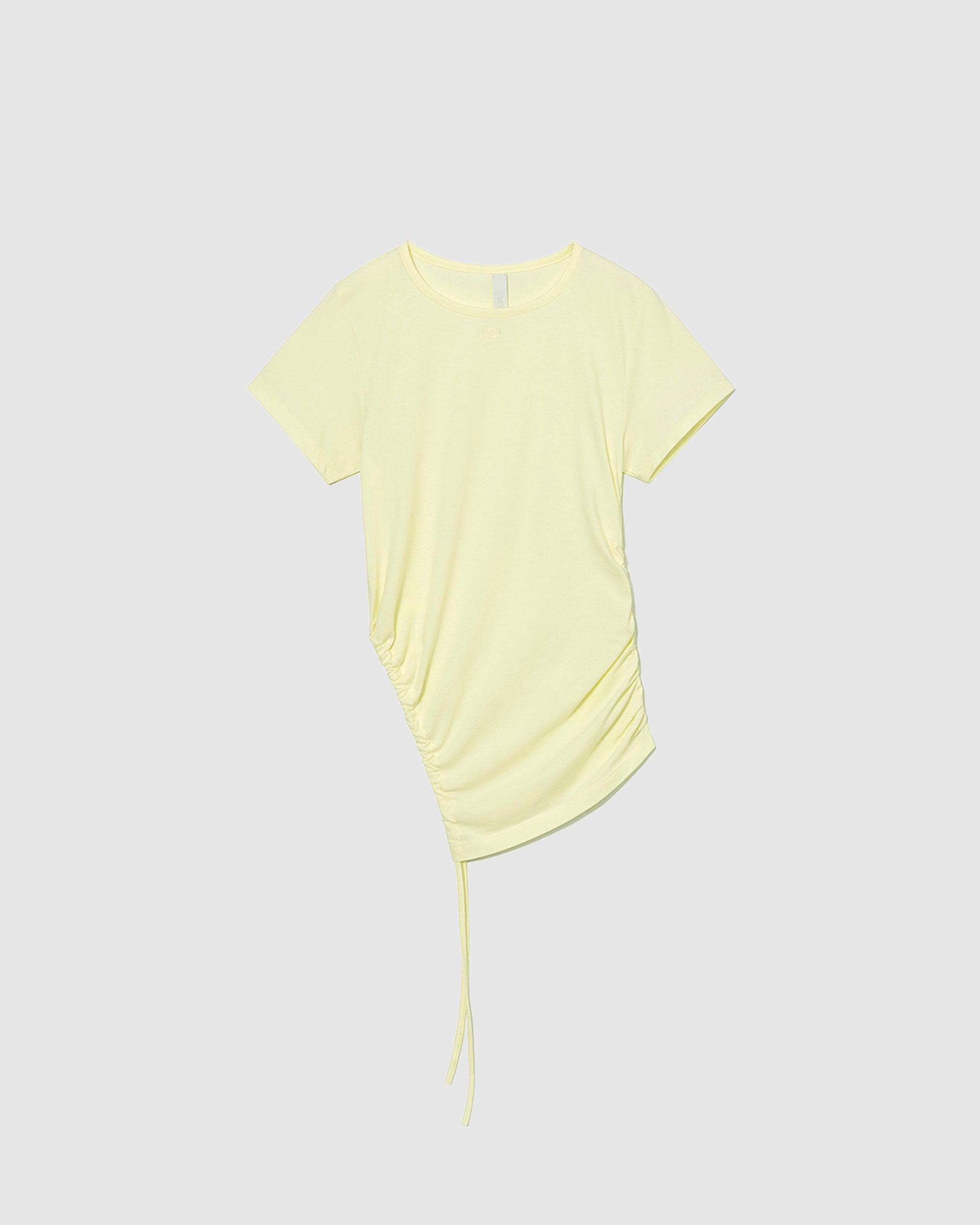 Cut-Out Shirring T-Shirt Lemon