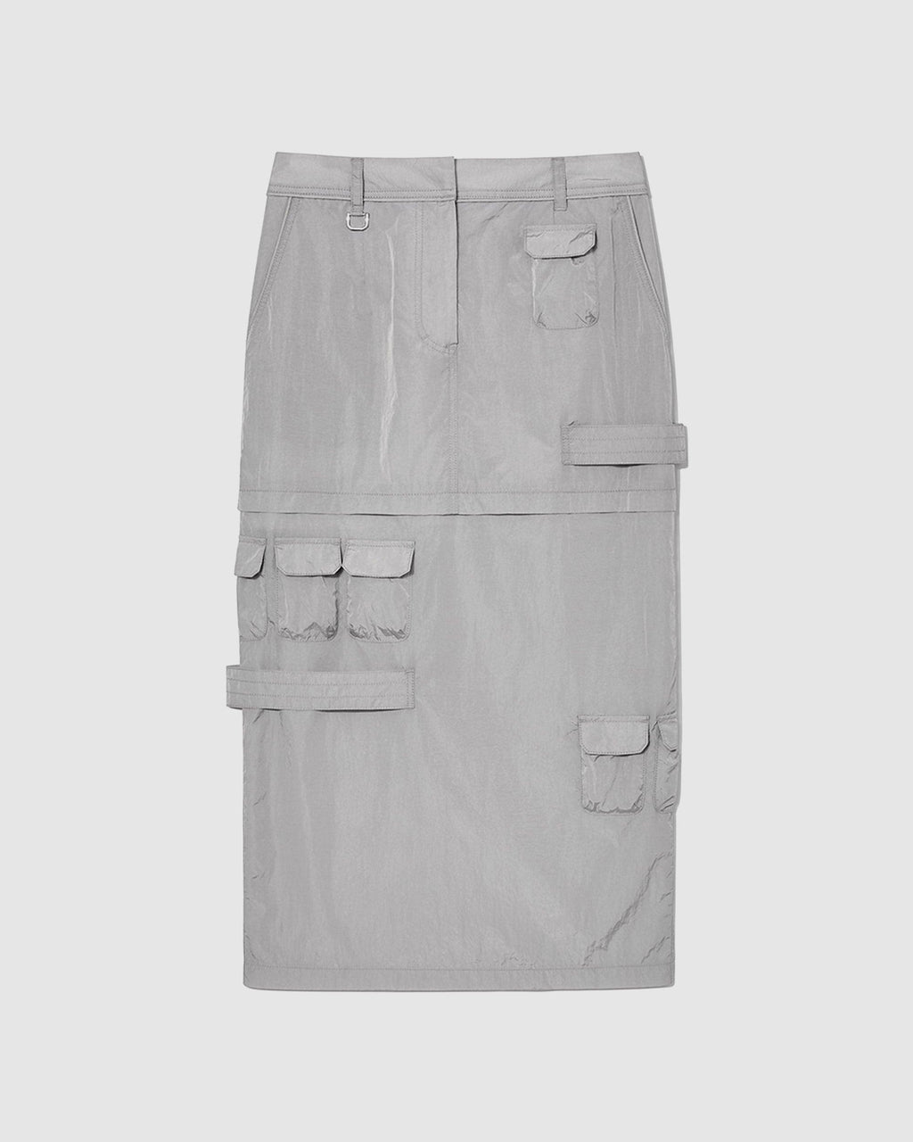 Military Long Skirt Silver