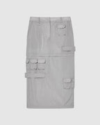 Military Long Skirt Silver