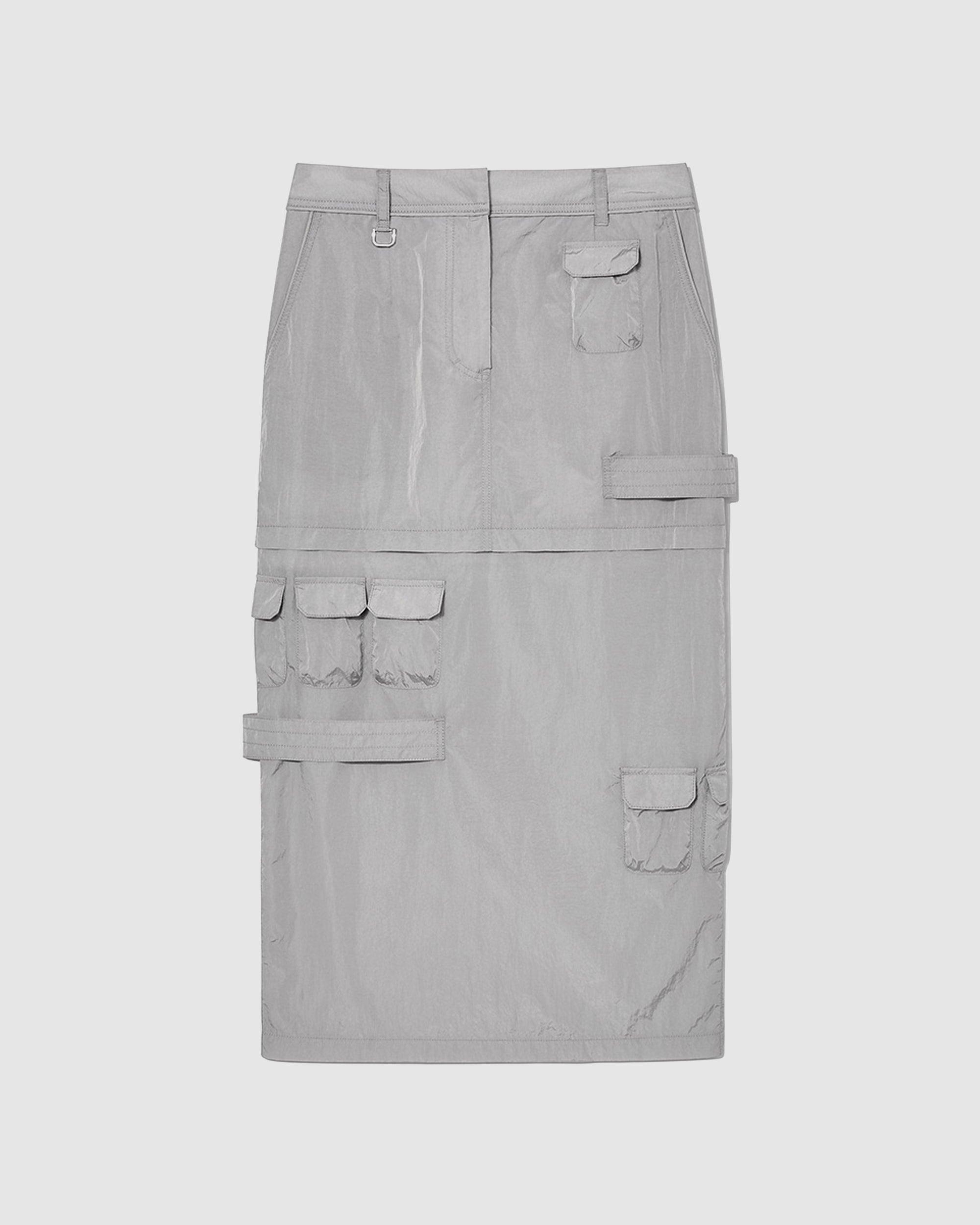 Military Long Skirt Silver