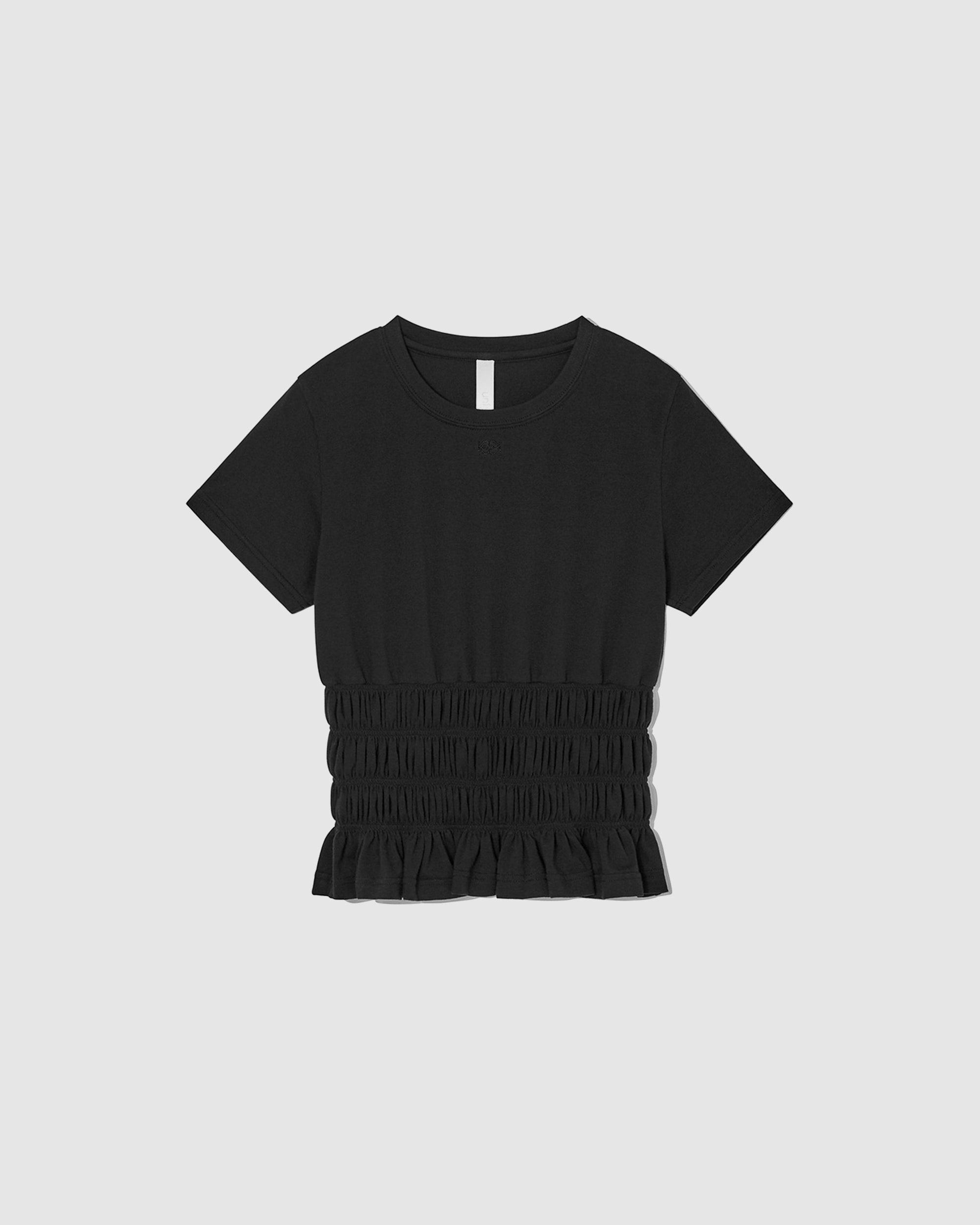 Smocked T-shirt Black