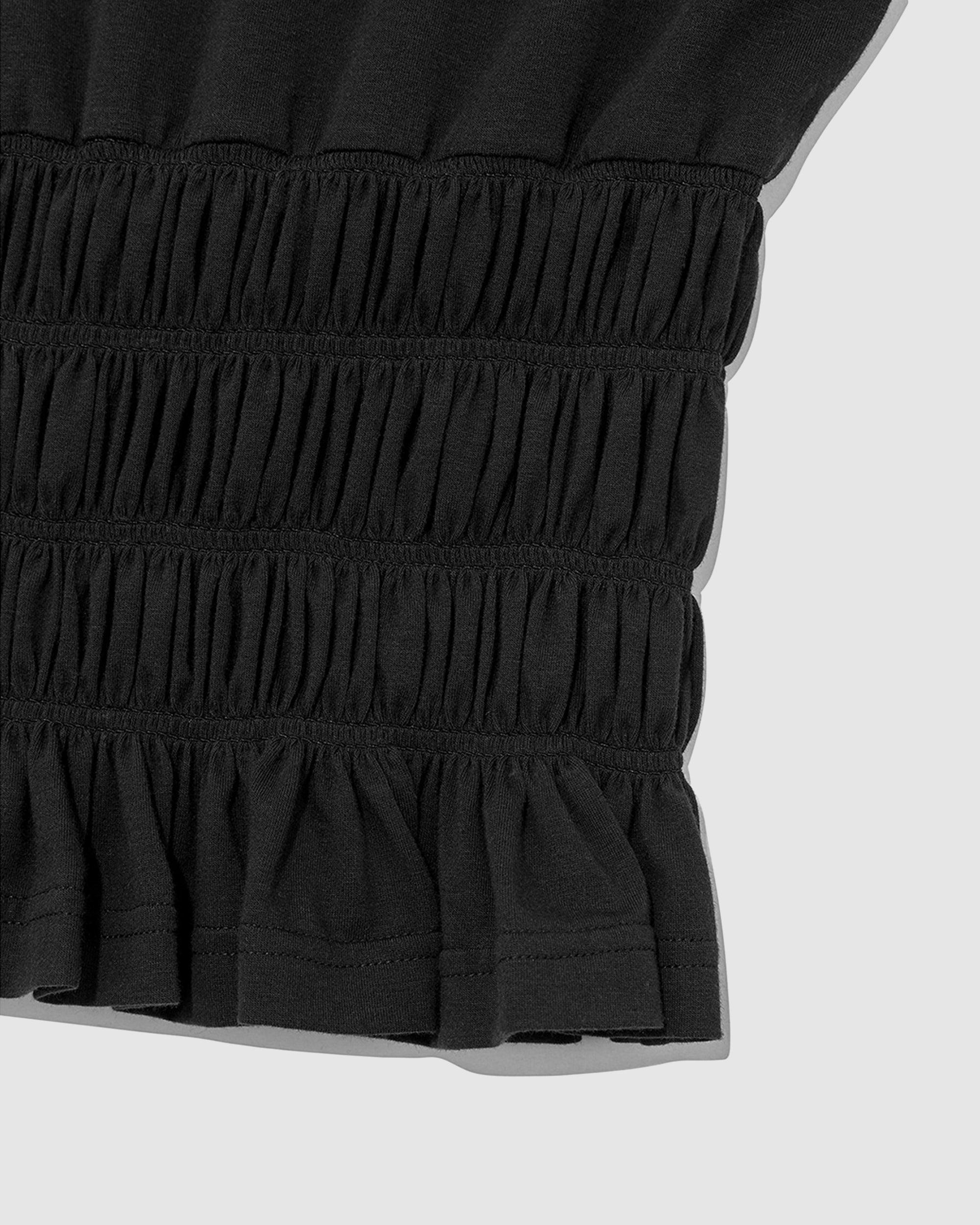 Smocked T-shirt Black