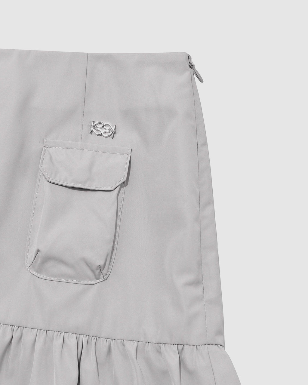 Shirring Mini Skirt Silver Grey