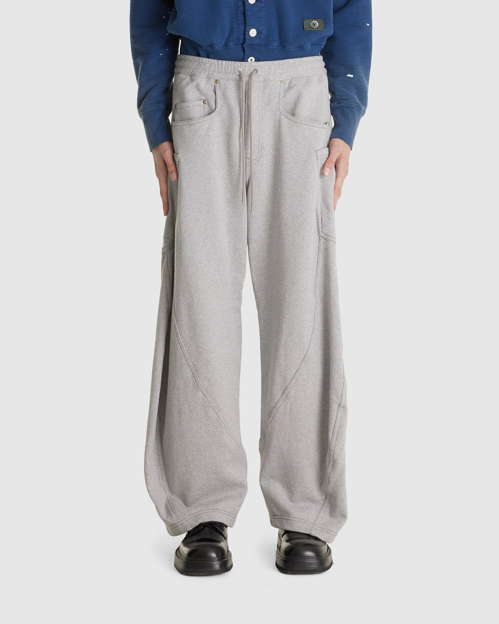3D Cutting Grey Sweat Pants