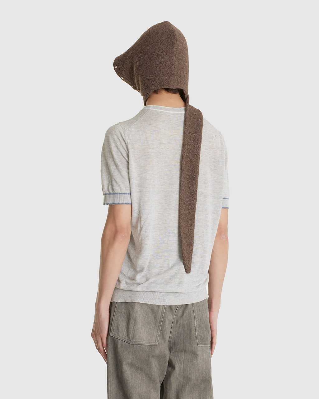 Stud Hood Scarf Brown