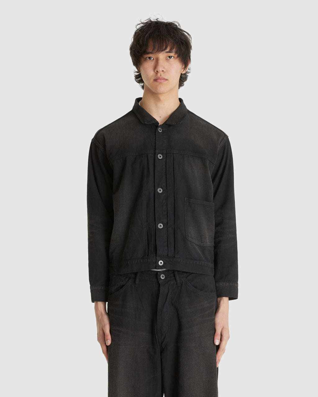 LOT.309 Buckle-Backed Jacket Damaged Sumi Dyed Black