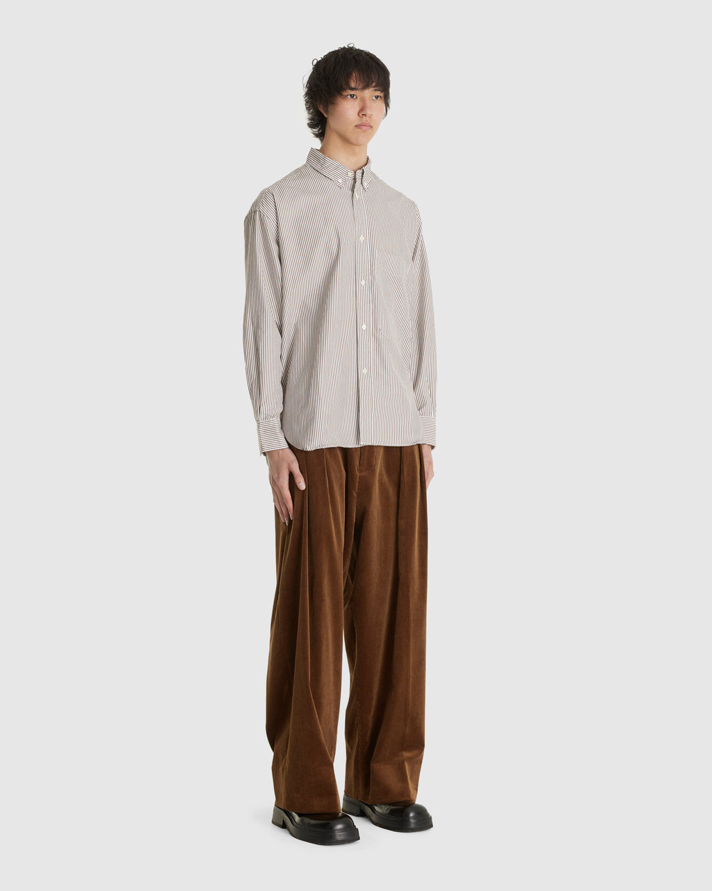 Lisa Oxford Shirt Brown White Stripe