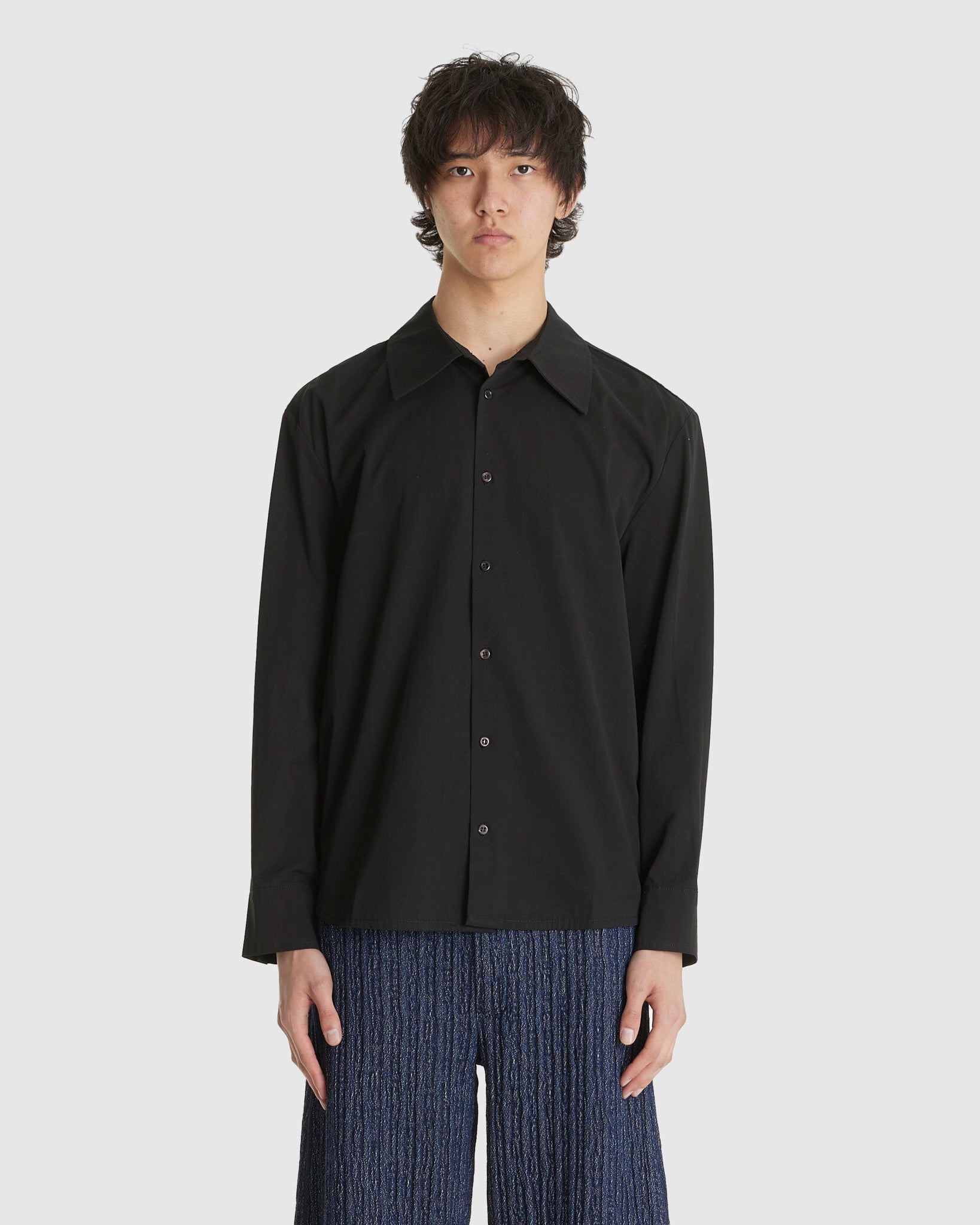 Trino Shirt Black Fine Poplin