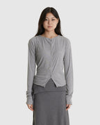 Double Up Long Sleeve Grey Marle Top