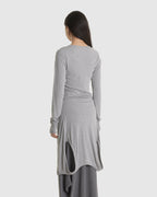 Double Up Long Sleeve Grey Marle Top