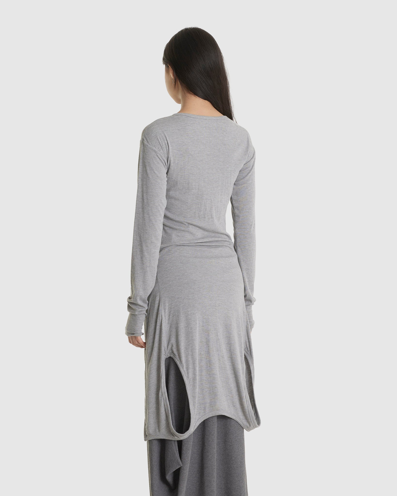 Double Up Long Sleeve Grey Marle Top