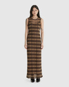 Silk Mesh Maxi Brown Dress
