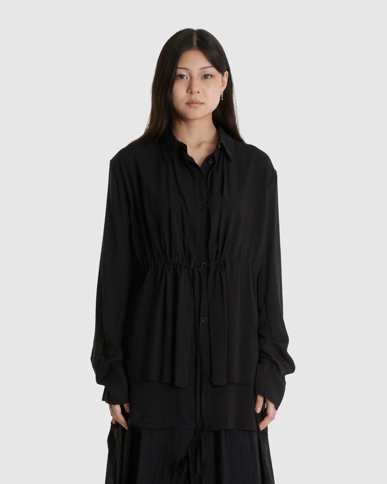 Drawstring Layer Shirt