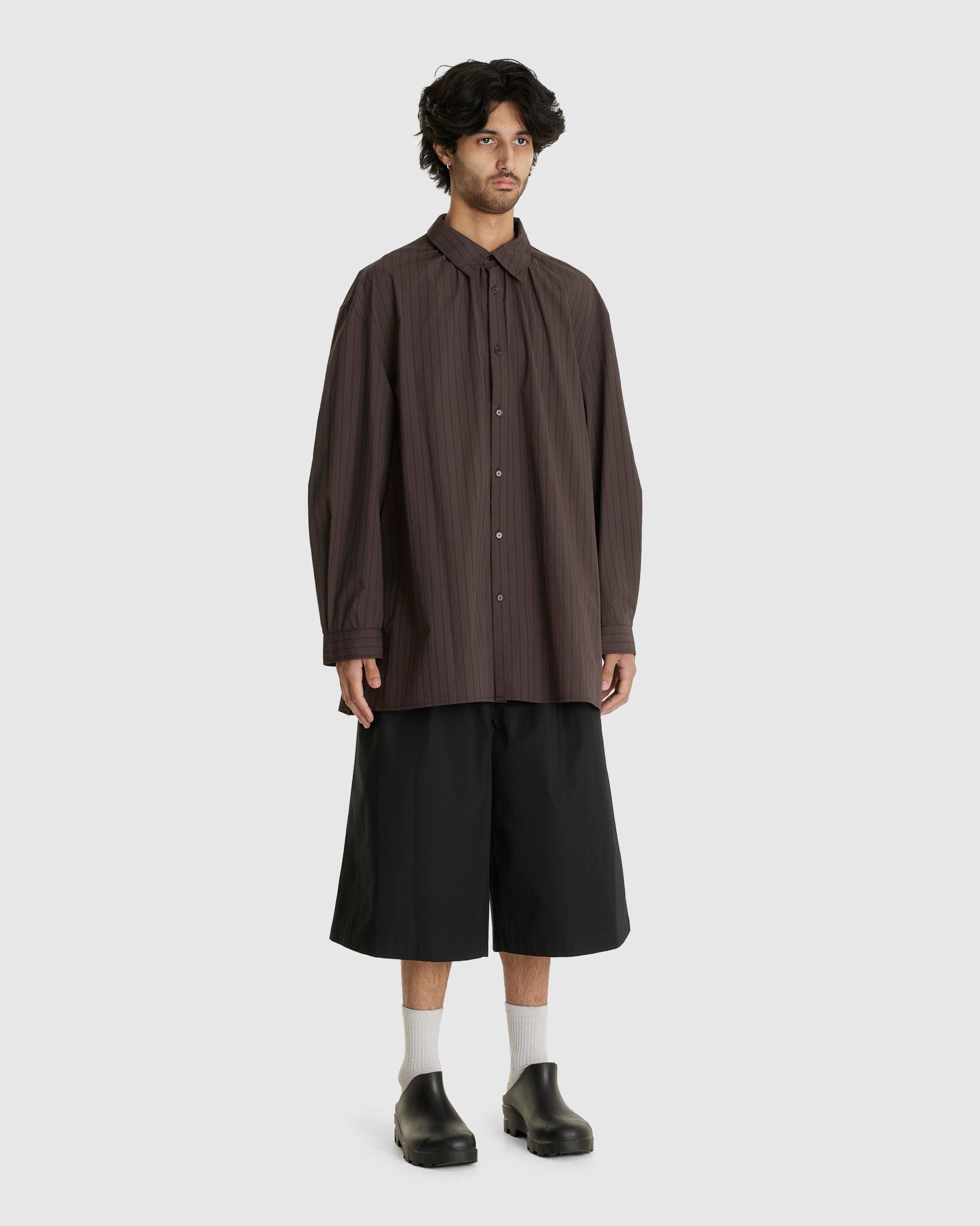 Striped Shirring Oversized Shirt