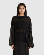 Mock Neck Two Way Blouse Black