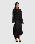 Mock Neck Two Way Blouse Black