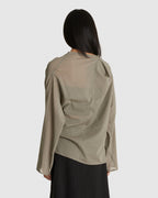 Mock Neck Two Way Blouse Grey