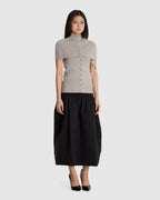 Taffeta Shirring Flare Skirt