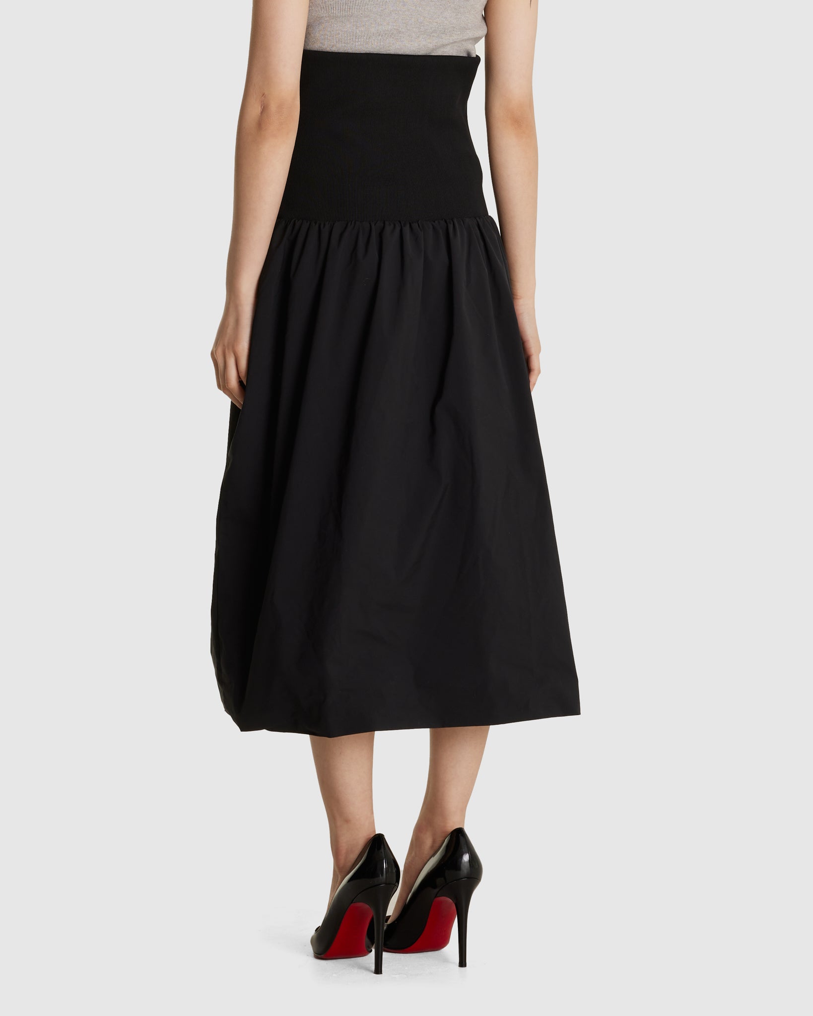 Taffeta Shirring Flare Skirt