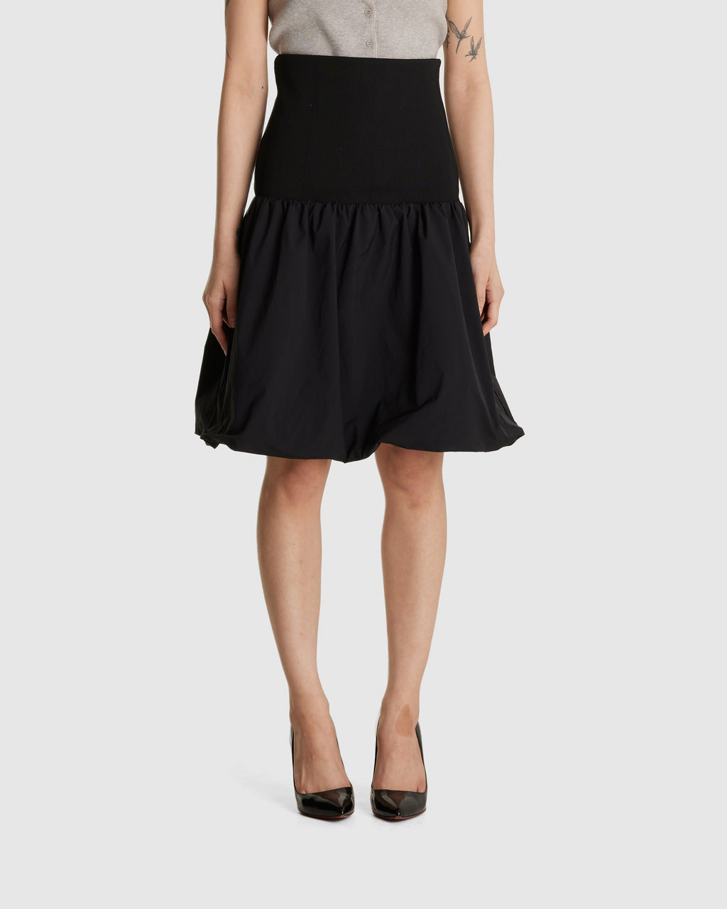 Taffeta Shirring Mini Skirt & Top