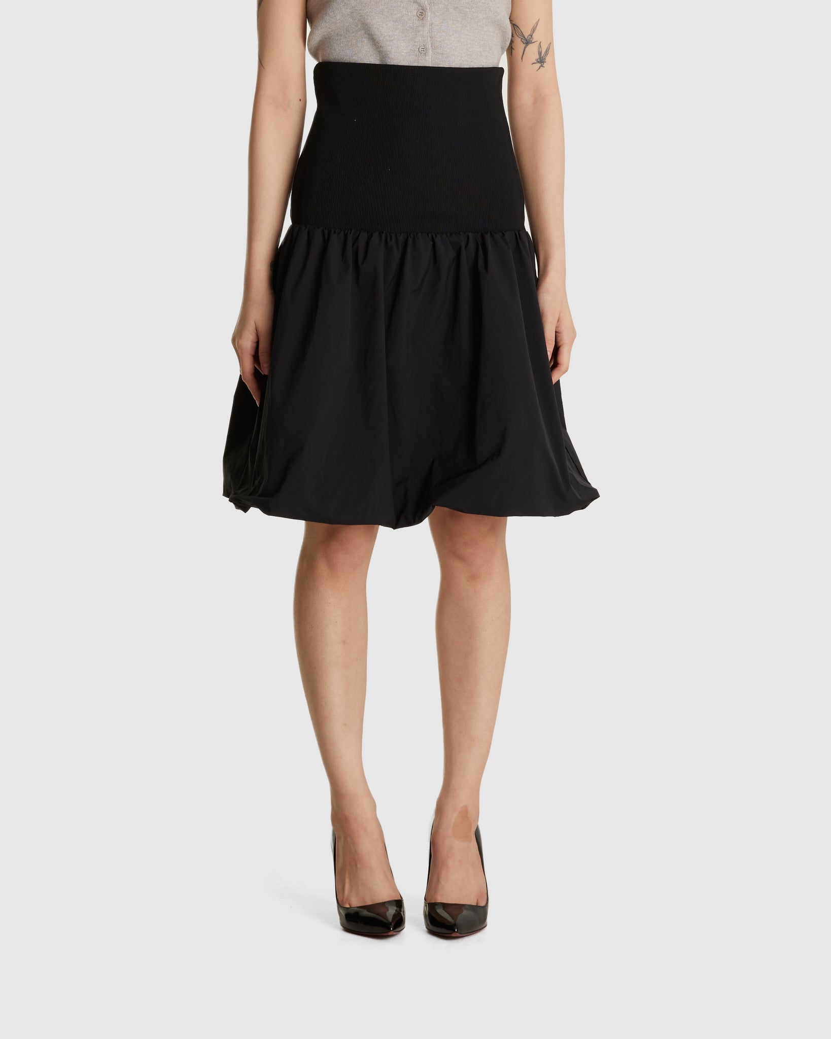 Taffeta Shirring Mini Skirt & Top