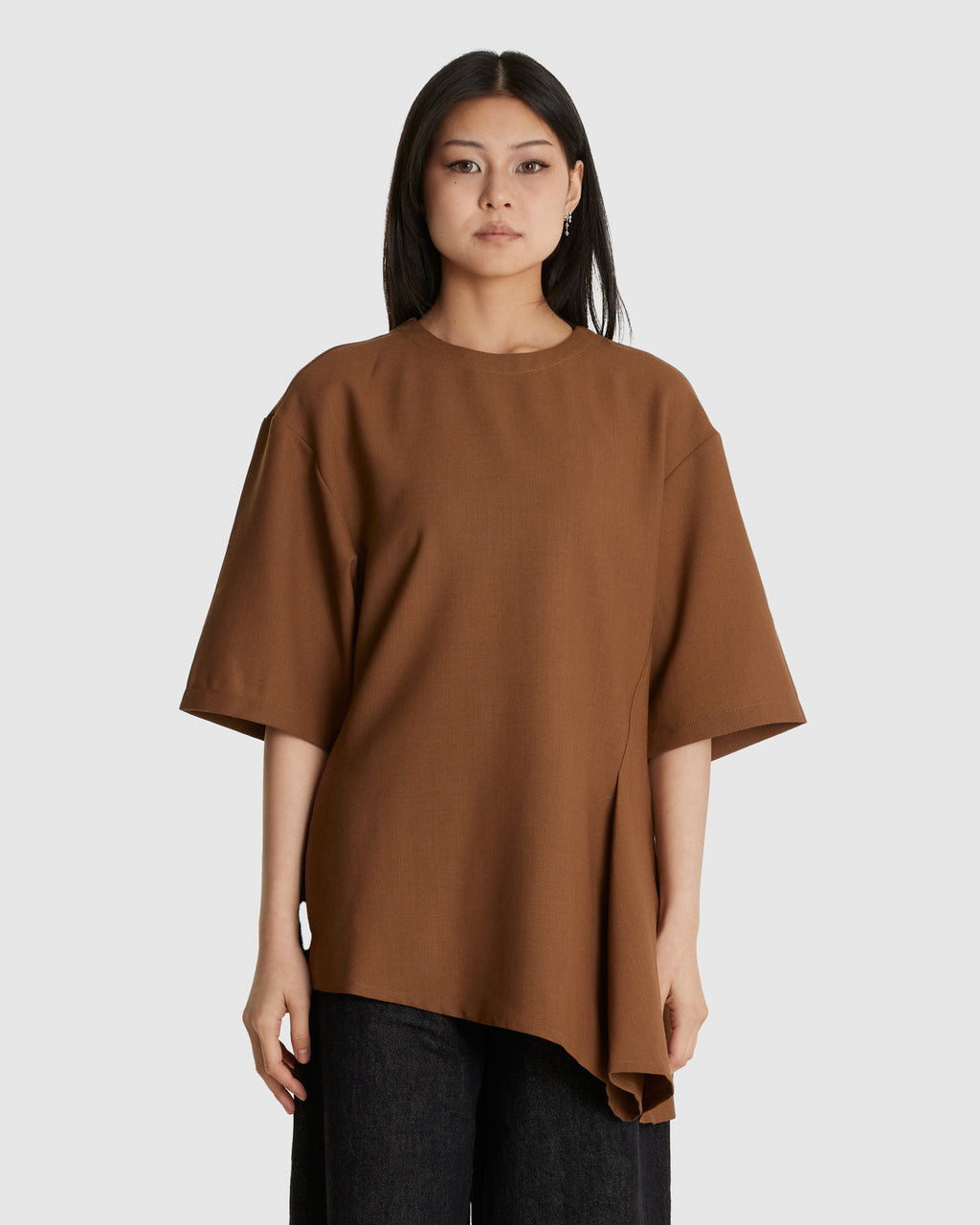 Vichy Asymmetric Hem Top Melange