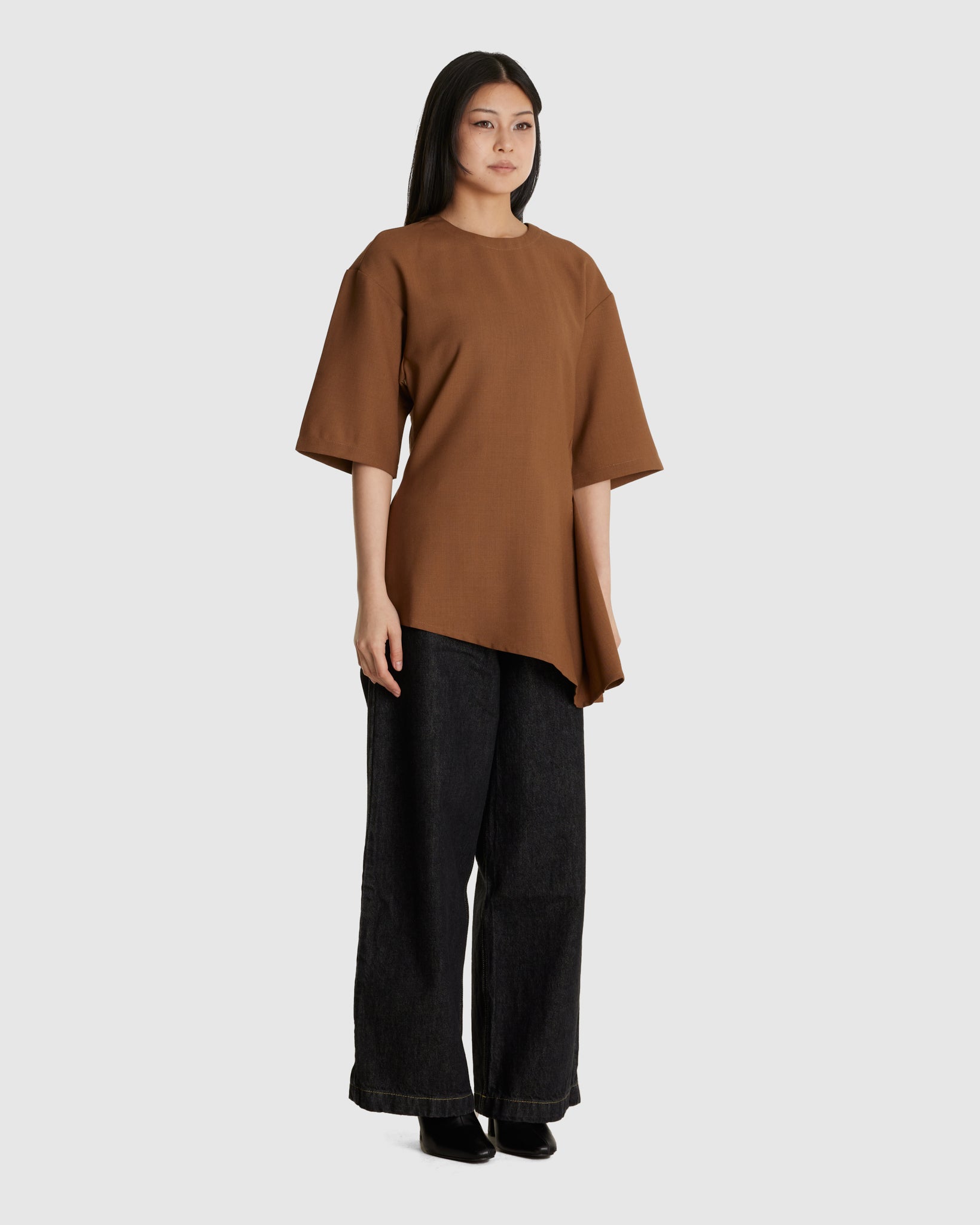 Vichy Asymmetric Hem Top Melange