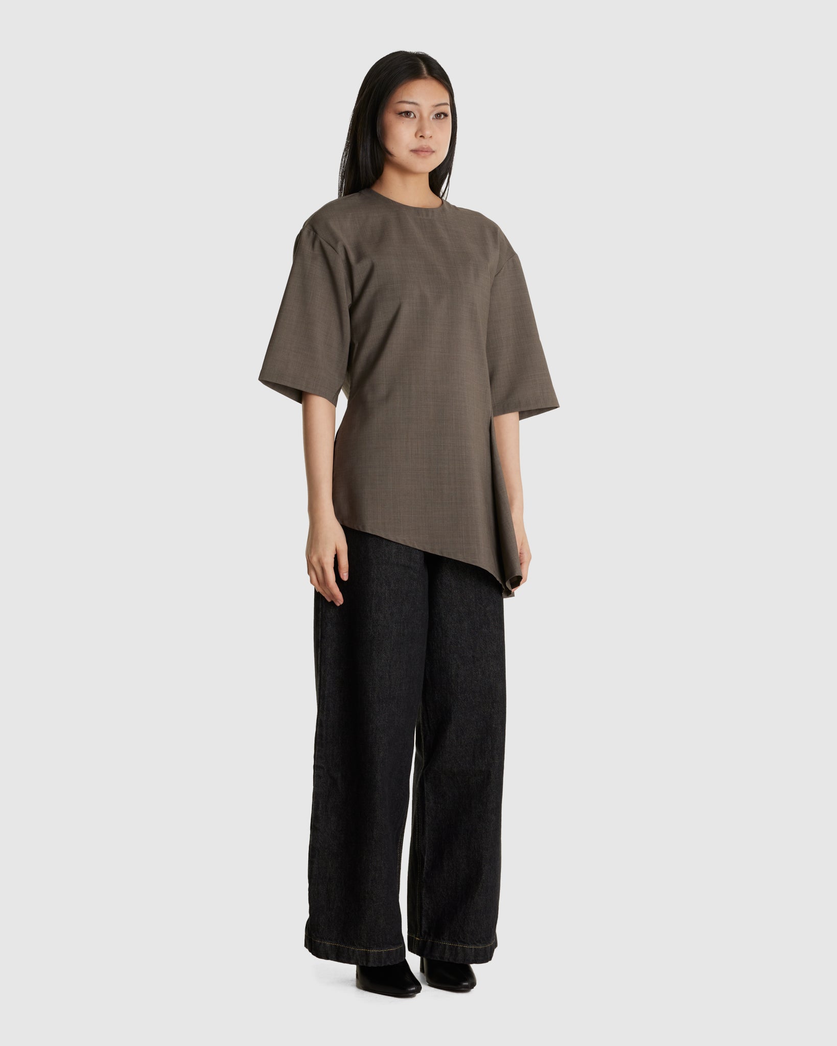 Vichy Asymmetric Hem Top Tobacco