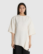 Vichy Asymmetric Hem Top Chalk