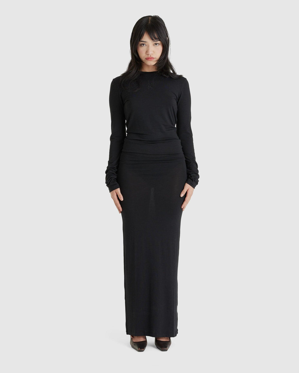 Long Simple Dress Longsleeve Black