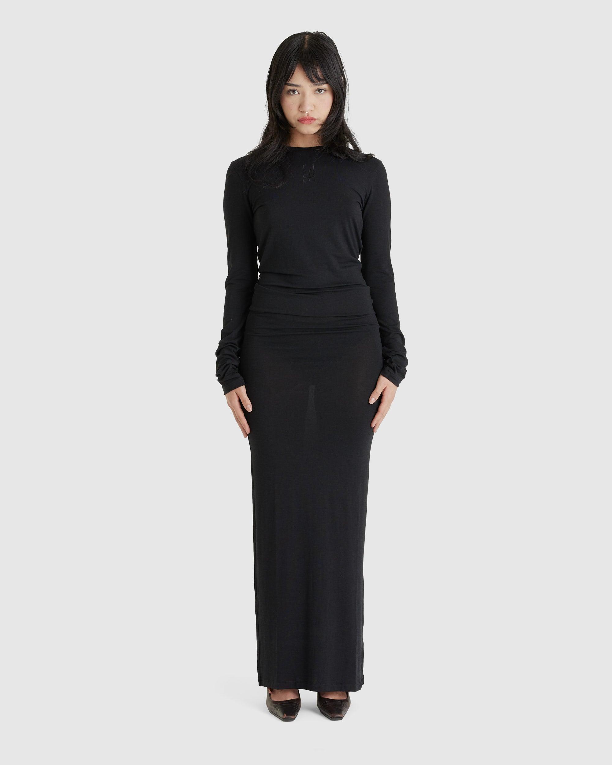 Long Simple Dress Longsleeve Black