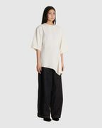 Vichy Asymmetric Hem Top Chalk