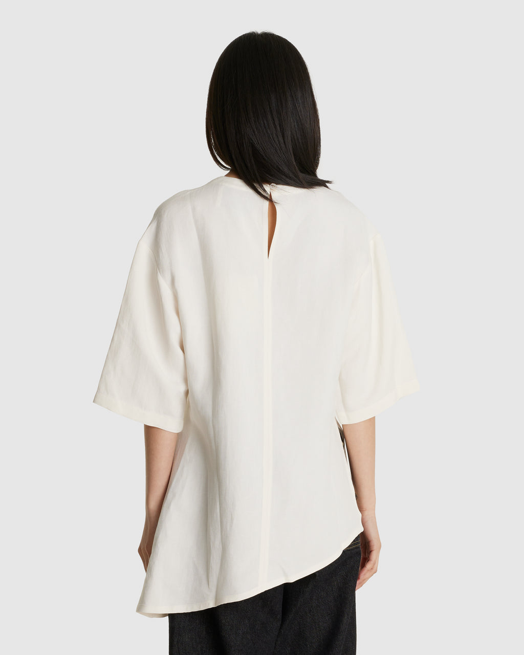 Vichy Asymmetric Hem Top Chalk