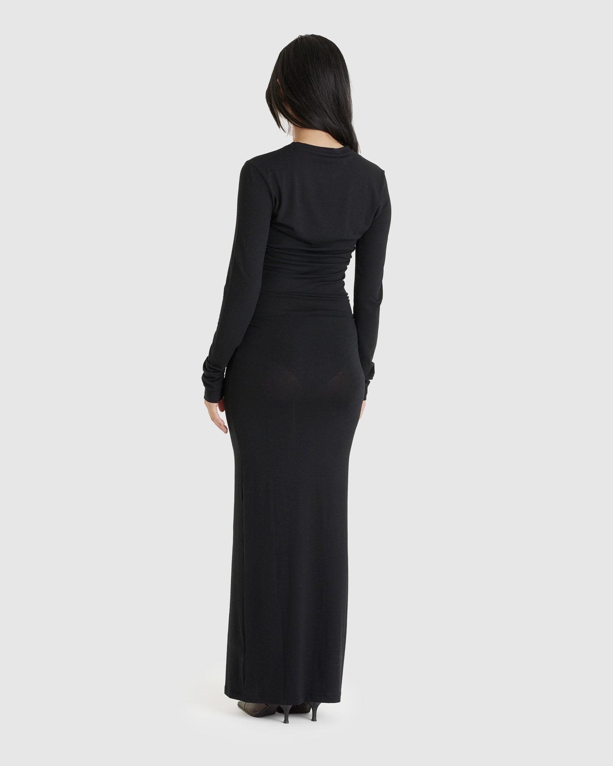 Long Simple Dress Longsleeve Black