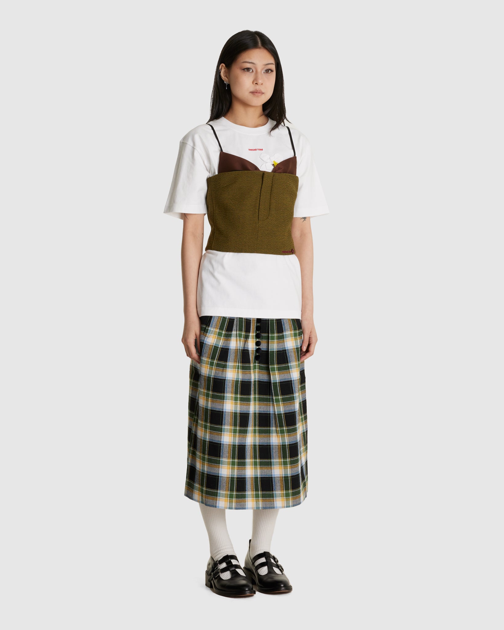 Pleated Skirt Green Plaid