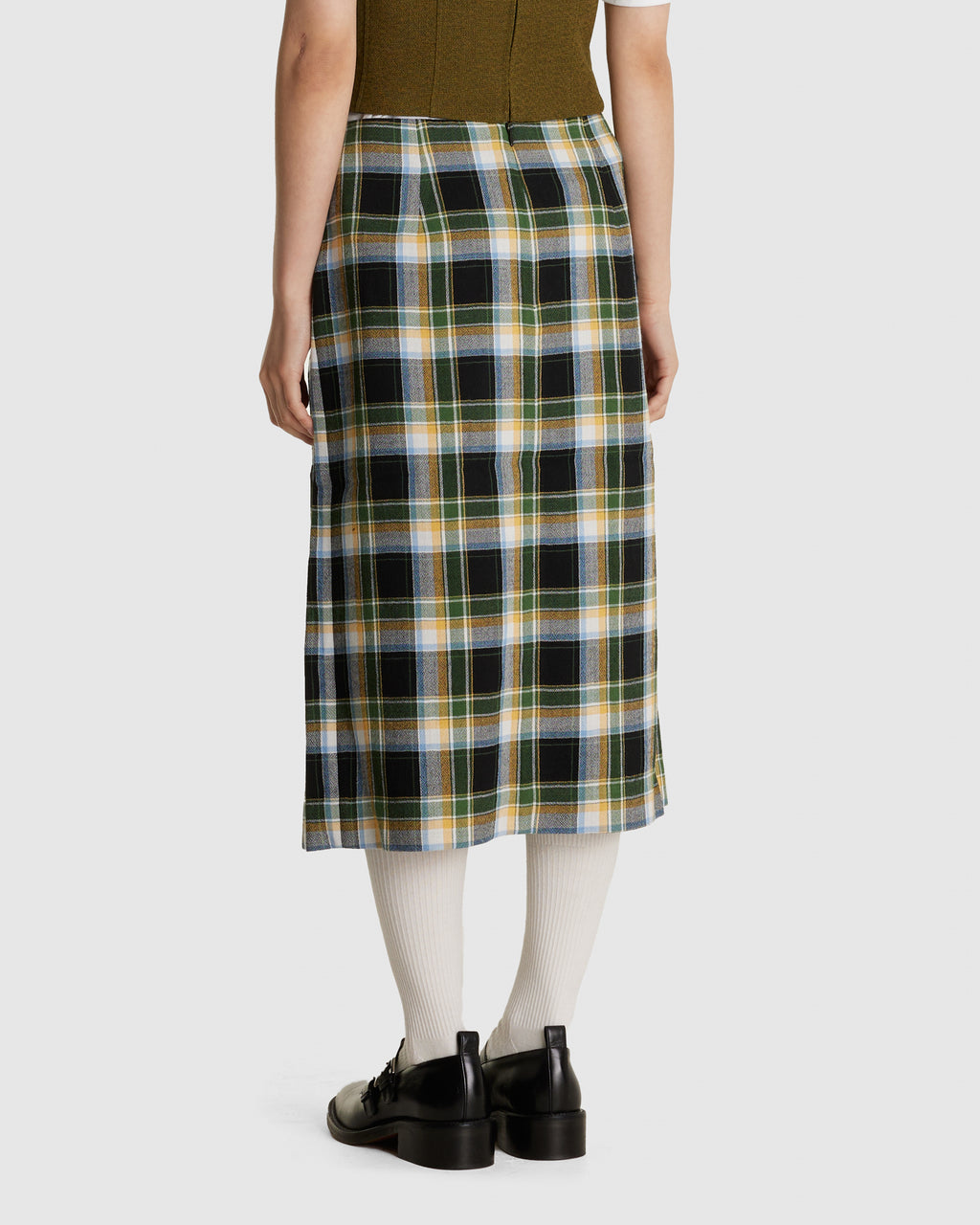 Pleated Skirt Green Plaid