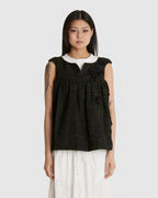 Notched Fluffy Sleeveless Top