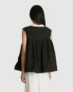 Notched Fluffy Sleeveless Top