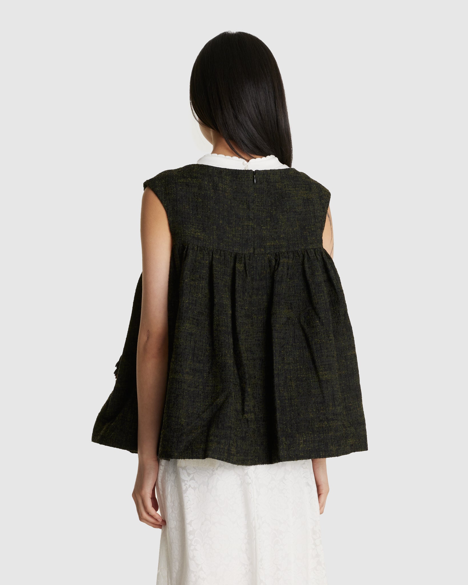 Notched Fluffy Sleeveless Top