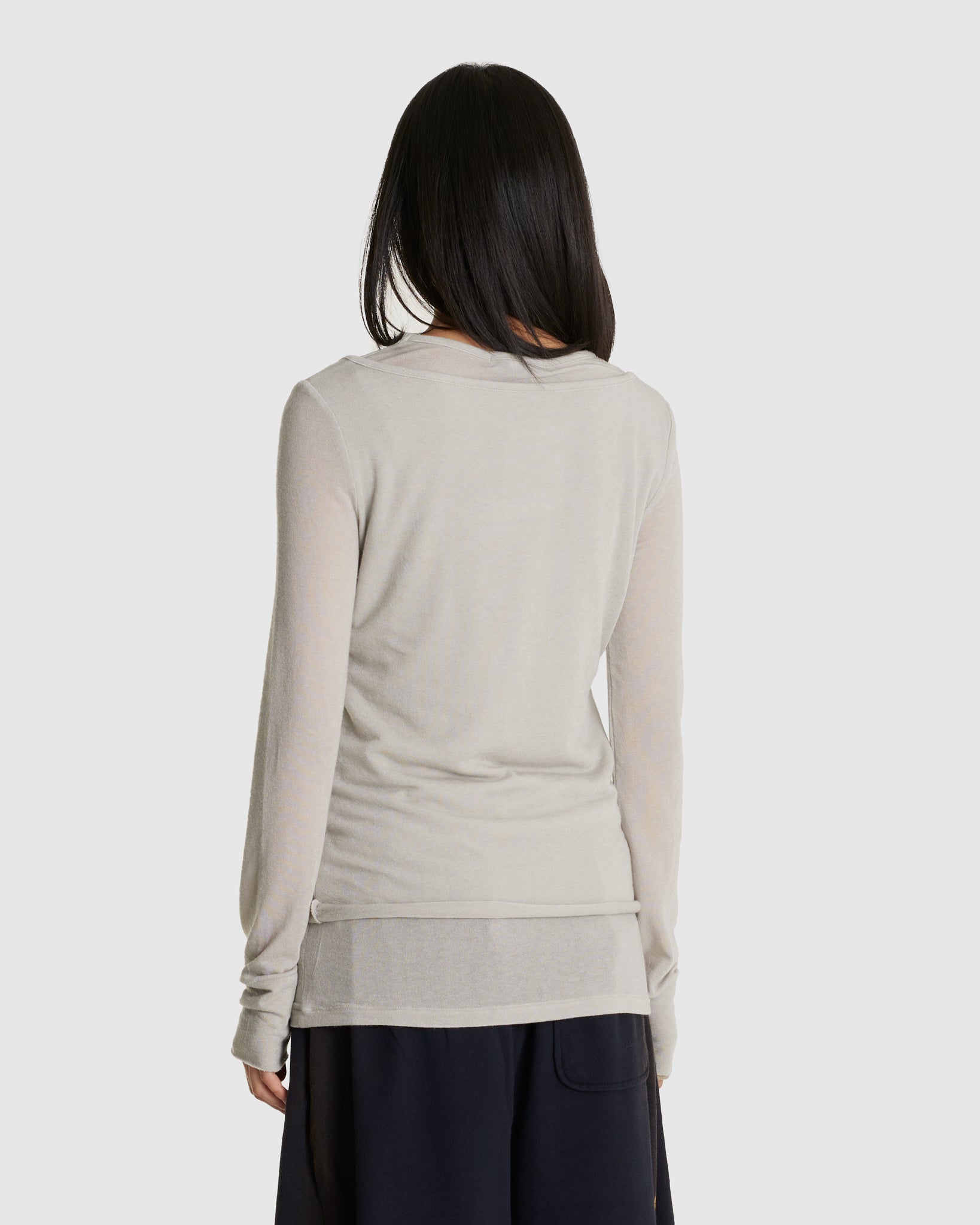 Layered Henley Lounge Tee Beige
