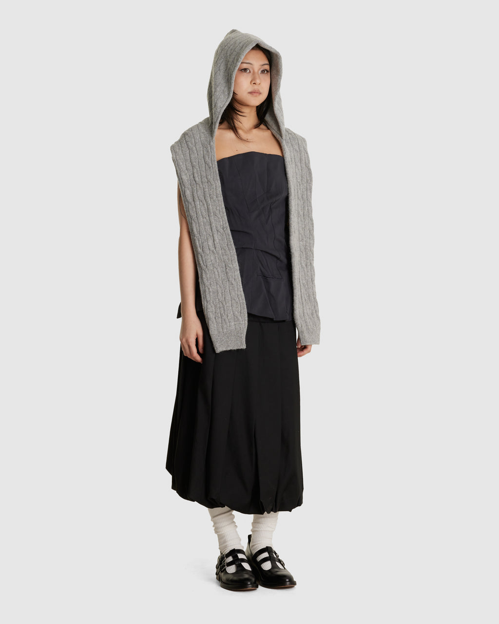 Convertible Cable Knit Hooded Scarf