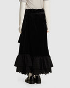 Velvet Rolled Waist Tiered Skirt