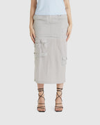 Military Long Skirt Silver