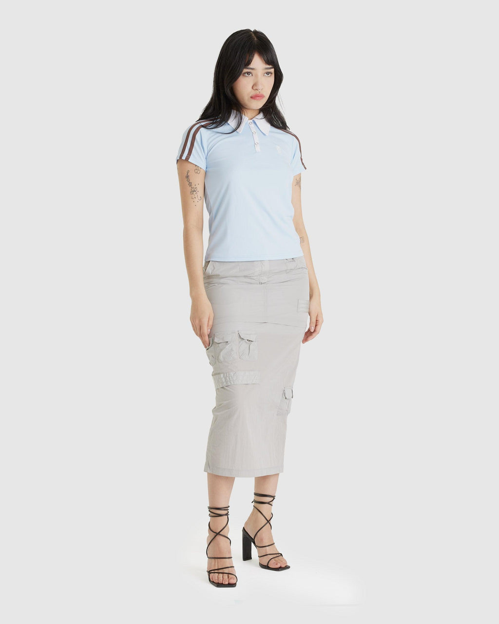Military Long Skirt Silver