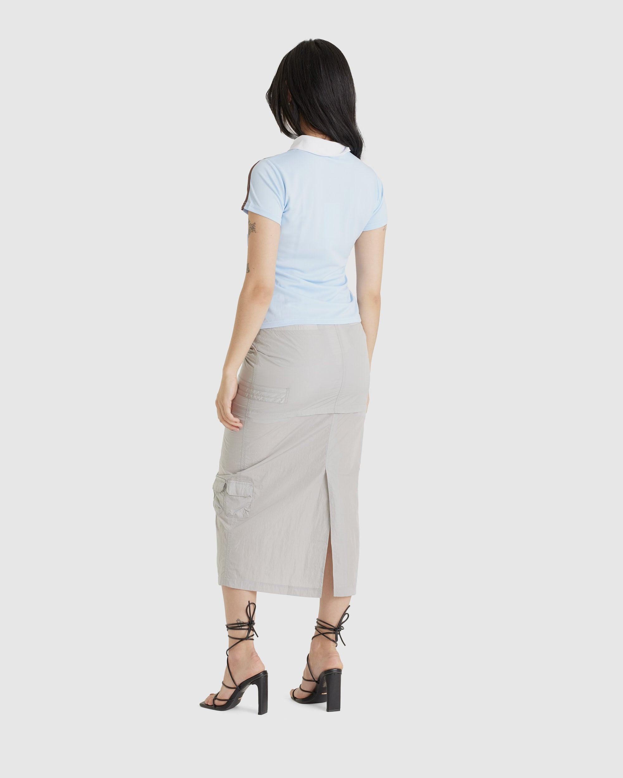 Military Long Skirt Silver